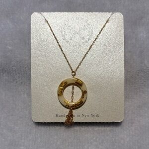 Chic 24K Gold Leaf Circle Pendant Necklace